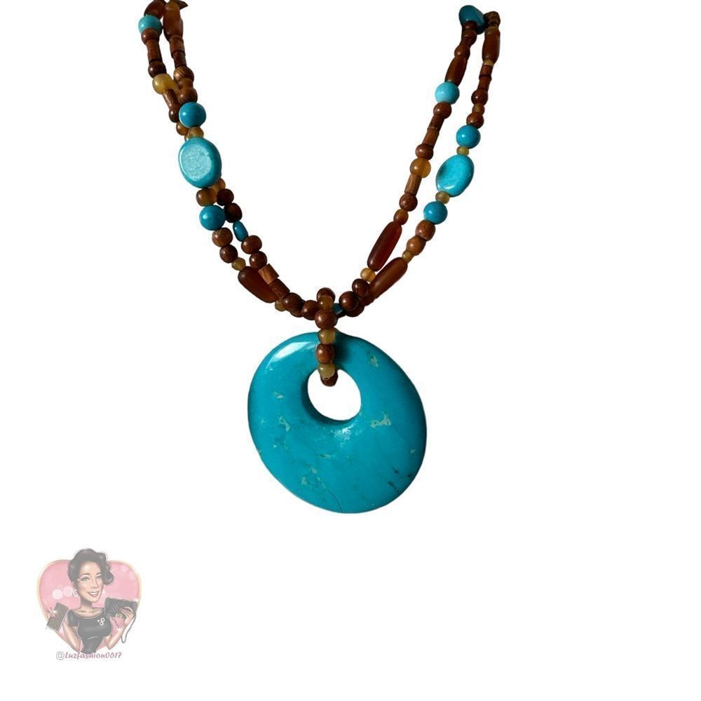 COLDWATER CREEK Turquoise Horn Disk Necklace